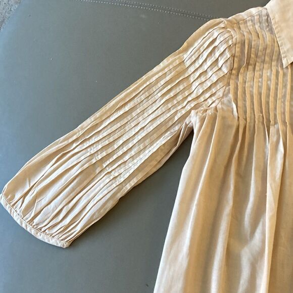 Millou Cotton Pin Tucked Tunic Blouse with Long Sleeve & Button Closure. Size S - Picture 6 of 9